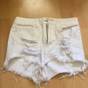 Brandy Melville distressed high waist denim shorts